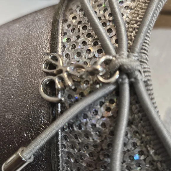 Sam Edelman Metallic Silver Loafers with Bow Accent - Picture 8 of 11